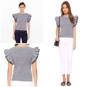 Club Monaco Eris Ruffle Sleeve Marled Sweater